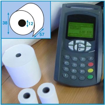 Photo Bobine thermique pour Ticket de carte bancaire - 57 x 38 x 12 mm ELVE