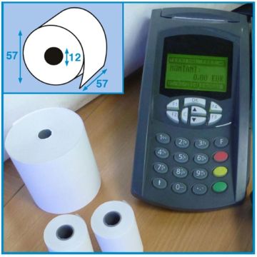 Photo Bobine thermique pour Ticket de carte bancaire - 57 x 57 x 12 mm ELVE