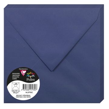 Photo POLLEN : Lot de 20 Enveloppes - 165 x 165 mm - Bleu Royal 