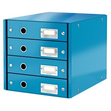 Photo Boite de classement WOW - 4 tiroirs Bleu LEITZ Click et Store 6048-36
