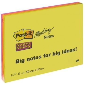 Photo Notes adhésives - 152 x 203 mm - Assortiment POST-IT Meeting Notes Super Sticky