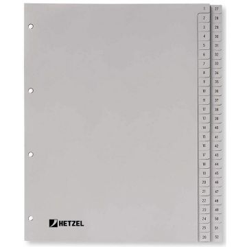 Photo HETZEL : Jeu de 52 intercalaires à chiffres en plastique - 226 x 297 mm