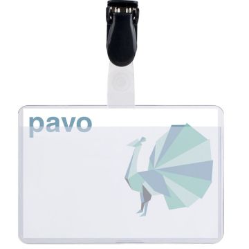 Photo Lot de 50 Badges en plastique avec clip - 90 x 60 mm : PAVO