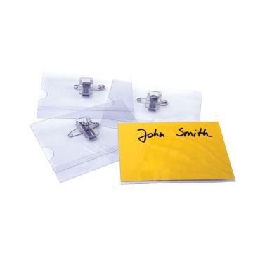 Photo Lot de 50 Badges avec clip combi - 75 x 40 mm : PAVO