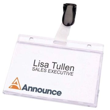 Photo lot de 25 Badges en PVC dur avec clip - 90 x 60 mm : PAVO