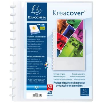 Photo Protège-Documents amovibles Personnalisable de 80 Vues - Blanc EXACOMPTA Kreacover