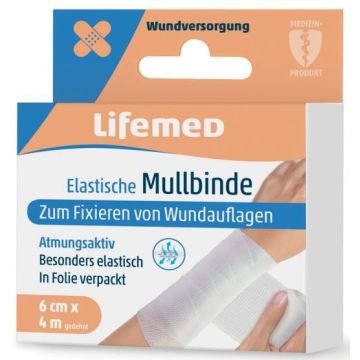 Photo Bande de gaze élastique - 60 mm x 4 m - Blanc LIFEMED