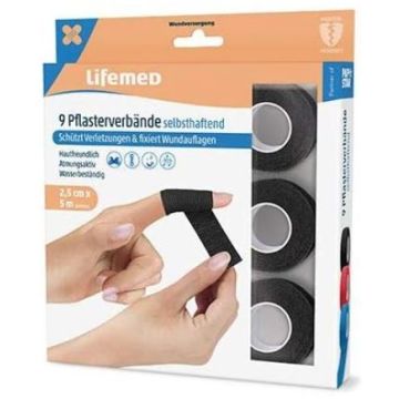 Photo Bandes adhésives élastiques - 25 mm x 5 m - Noir LIFEMED