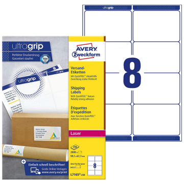 Photo Étiquettes adresses - 99,1 x 67,7 mm Lot de 2000 AVERY L7165-250.FR