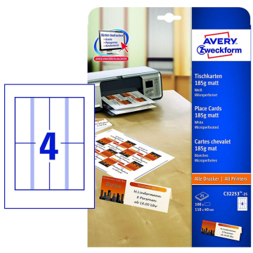 Photo Porte-nom Blanc 110 x 40 mm (AVERY C32253-25 Papeterie)