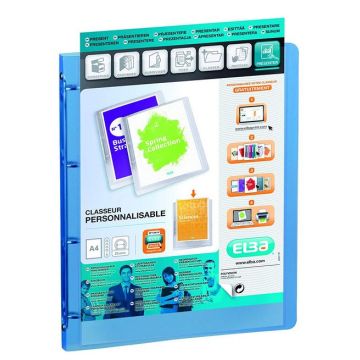 Classeur personnalisable 4 anneaux Polyvision - Dos 30 mm Bleu ELBA