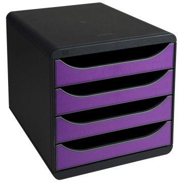 Photo Caisson à 4 tiroirs - Big Box - Gris Noir/Violet EXACOMPTA Iderama