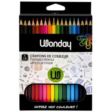 Boite de 18 Crayons de couleur - Assortiment WONDAY