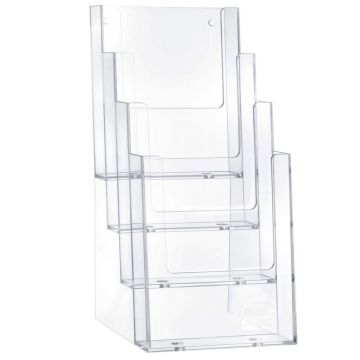 Photo Présentoir de table - 4 compartiments 1/3 de format A4 - Transparent : HELIT H2352002