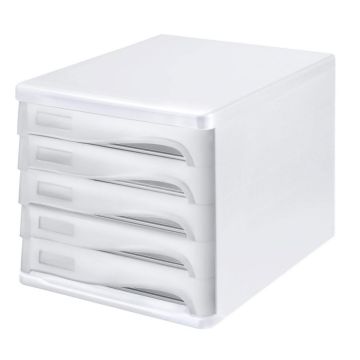 Photo Bloc de rangement - 5 tiroirs - Blanc/Gris clair : HELIT H6129482