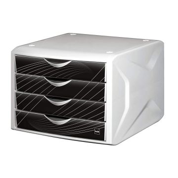 Photo Bloc de rangement - 4 tiroirs : HELIT Caméléon Blanc Black king H6129595