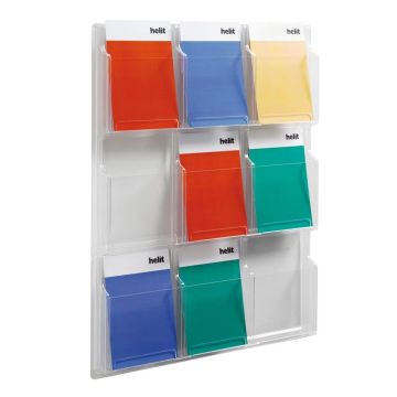Photo Présentoir mural A4 - 9 compartiments : HELIT Clearly H6259302