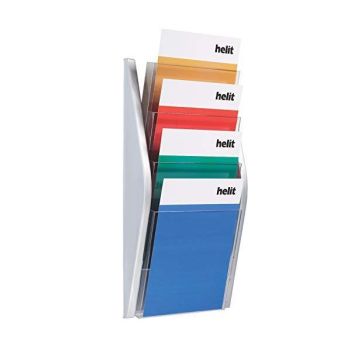 Photo Présentoir mural - 4 compartiments A4 - Argent : HELIT H6270100