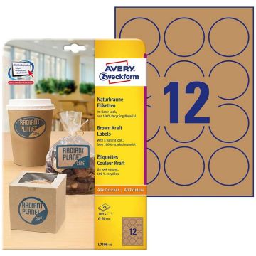 Photo Étiquettes rondes - Diamètre de 60 mm - Kraft AVERY 