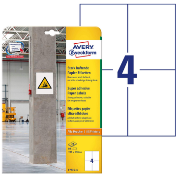 Photo Étiquettes ultra adhésives pour impression - 105 x 148 mm - Blanc AVERY