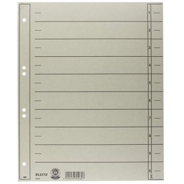Photo Lot de 100 Intercalaires en carton 230 g - 240 x 300 mm - Gris : LEITZ - 1658-00-85