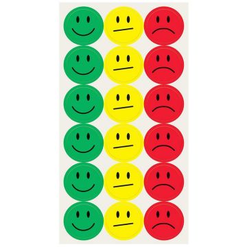 Photo Pastilles adhésives rondes Smiley - 20 mm - Assortiment SIGEL