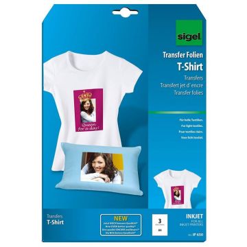 Photo SIGEL IP650 : Lot de 3 films transfert T-shirts - Textiles clairs