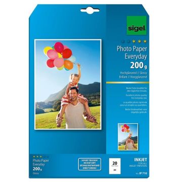 Photo SIGEL IP710 : papiers photos Brillant Everyday Plus - Format A4 - 200 g/m²