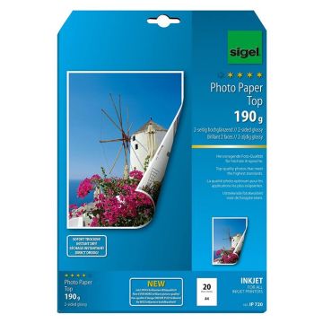 Photo SIGEL IP720 : Lot de papiers photos A4 Top - Brillant - 190 g/m²