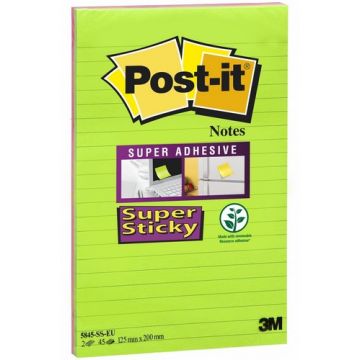 POST-IT : Bloc notes ligné 2 couleurs - 125 x 200 mm