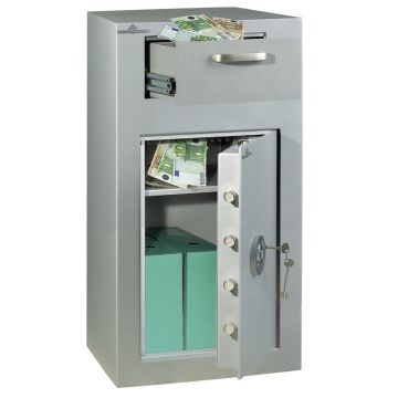 HARTMANN VULCAIN 40 :  Coffre-fort de dépôt de fonds - Serrure à clés et à tubes compteurs  ouvert