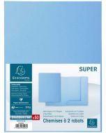 Lot de 50 Chemises à 2 rabats SUPER 210 - Bleu clair EXACOMPTA