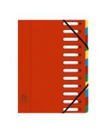 Trieur avec élastiques - Rouge - 12 compartiments EXACOMPTA