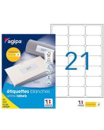 Étiquettes 63,5 x 38,1 mm blanches AGIPA 118984