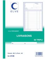 Photo Carnet bons de livraison 297 x 210 mm - A4 Autocopiant Tripli ELVE