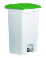 Photo Poubelle à roulettes avec couvercle - 90 litres - Blanc/Vert : HELIT H2402351 