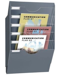 Présentoir mural - A4 Paysage - 6 compartiments - Gris : CEP Réception Visuel