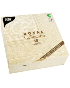 Photo Lot de 50 serviettes en papier - Champagne - 400 x 400 mm : PAPSTAR ROYAL Collection Ornements Image