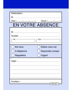 Bloc Message En votre Absence 140 x 105 mm : ELVE 2071