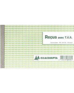 REÇUS avec TVA : Carnet autocopiant Dupli Exacompta 23172E