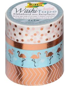 Ruban décoratif autocollant - Hotfoil Or rose : FOLIA Washi Tape Lot de 4 Visuel