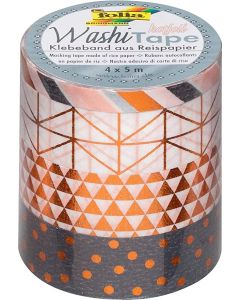 Ruban décoratif autocollant - Hotfoil Cuivre : FOLIA Washi Tape Lot de 4 Visuel