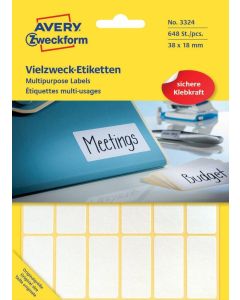 AVERY : Etiquettes adhésives 38 x 18 mm - Blanc 3324