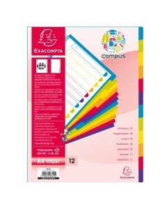 EXACOMPTA : Jeu de 12 intercalaires Campus 3812E 