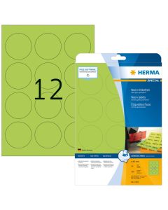 Étiquettes adhésives - Vert fluorescent - diamètre 60 mm HERMA 5155