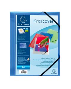 EXACOMPTA 55182E chemises Kreacover à élastiques - bleu opaque