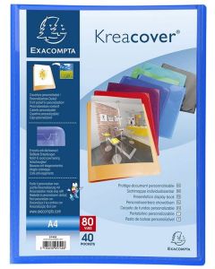 Protège-documents personnalisables de 80 vues EXACOMPTA 5740E porte-vues Bleu