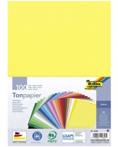 Feuilles de couleur A4 - 210 x 297 mm - Assortiment : FOLIA Lot de 100 Visuel