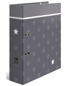 Classeur à levier - Dos de 70 mm - Motifs étoilés - Gris avec bordure HERMA Stars