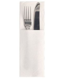 Pochette Serviette à couverts - Blanc PAP STAR  Royal Lot de 50